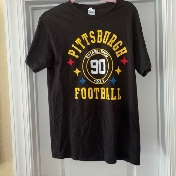 Delta Tops - PITTSBURGH FOOTBALL WATT 90 BLACK TEE SHIRT SIZE LADIES MEDIUM